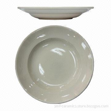 10.5-inch Wide Rim Ceramic Plate, Ideal for Hotel, CIQ-/FDA-/LFGB-approved